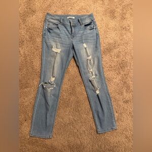 Refuge Light Blue Distressed Straight Leg Jeans
